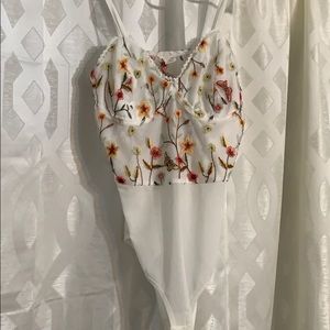 White Floral Bodysuit